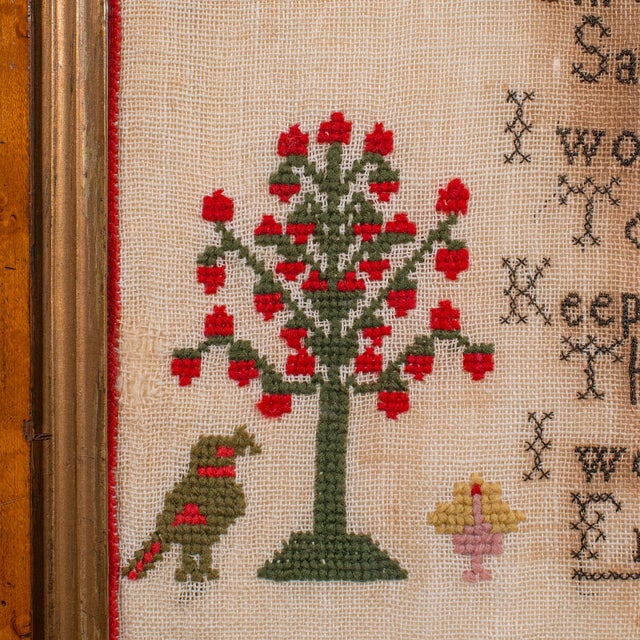 Antique Needlepoint Sampler, English, Handmade, Embroidered Panel, Victorian For Sale - Image 9 of 12