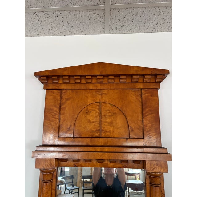 Wood Early 19th Century Biedermeier Walnut Architectural Mirror For Sale - Image 7 of 7