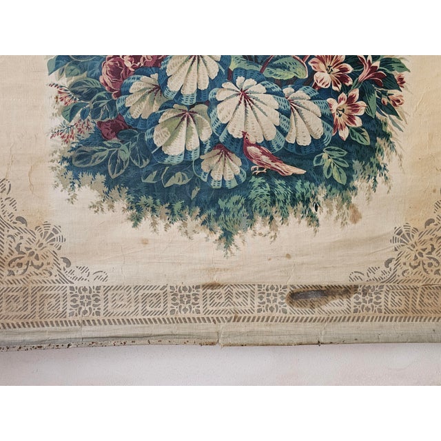 Blue Decorative Window Panel in Fabric with Double-Sided Print, 1890s For Sale - Image 8 of 13