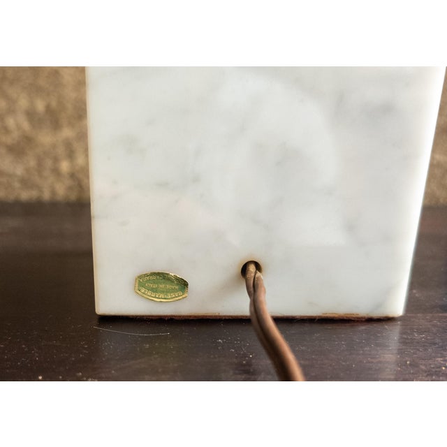 White Mid 20th Century Mid-Century Modern Italian White Carrara Marble Table Lamp For Sale - Image 8 of 10