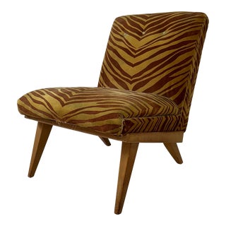 Jens Risom Slipper Lounge Chair by Marble Furniture Company Zebra For Sale
