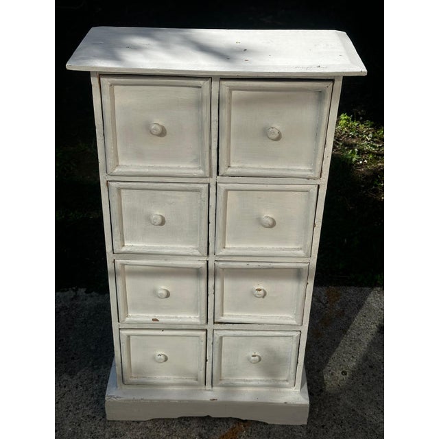 Small Antique Workshop Cabinet with 8 Drawers in Painted Wood, 1950s For Sale - Image 17 of 18