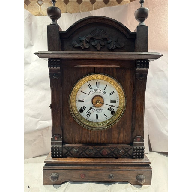 Antique English Parlor Mantel Clock by Fattorini & Sons - Patented Alarm For Sale In Los Angeles - Image 6 of 9