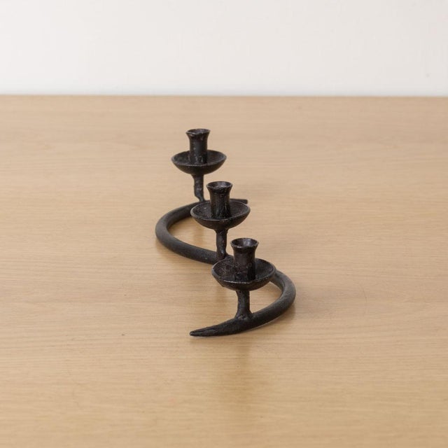 1950s 1950s Petite French Iron Candelabra For Sale - Image 5 of 9