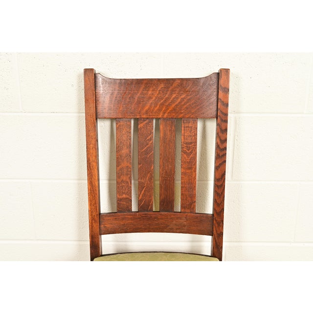 Stickley Brothers Style Antique Mission Oak Arts & Crafts Dining Chairs, Set of Four For Sale In South Bend - Image 6 of 12