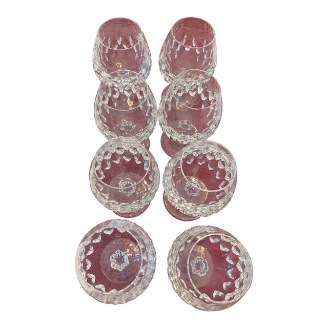 Mid 20th Century Set of Rogaska Crystal Brandy Snifter Glasses in the Gallia Pattern - Set of 8 For Sale