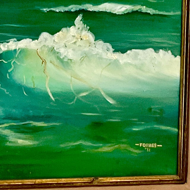 1972 Vintage Coastal Impressionist Original Seascape Oil Painting - Artist Signed, Framed For Sale - Image 11 of 12