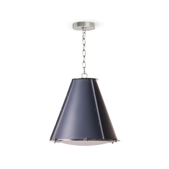 French Maid Chandelier Small, Blue and Polished Nickel For Sale - Image 10 of 10