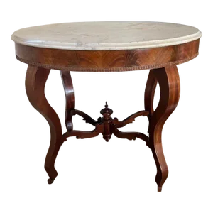 Late 19th Century Empire Marble Top Oval Table