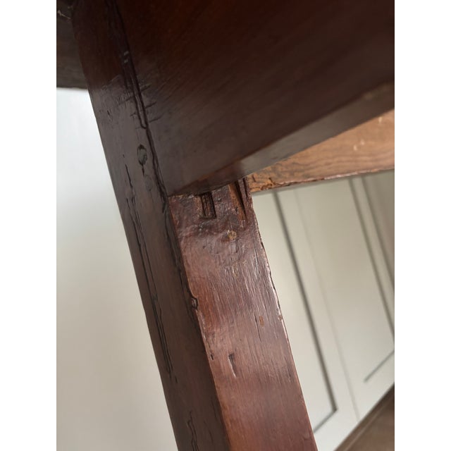 Chestnut Antique Early American Pine Work Table / Farm Table For Sale - Image 8 of 15