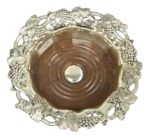 Vintage English Victorian Silver Plated Grapevine Repousse Wine Bottle Coaster