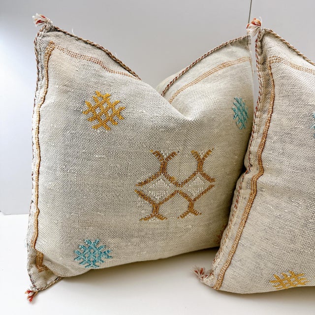 Moroccan Sabra Cactus Silk Pillow Cover - A Pair For Sale - Image 4 of 4