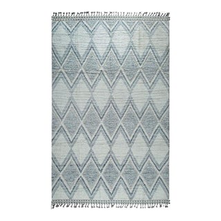 6x10 Ivory Hand-Knotted Wool Diamond Trellis Geometric Modern Carpet Rug For Sale