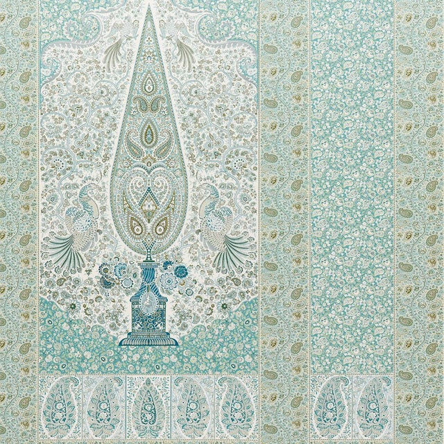 Contemporary SAMPLE - Schumacher Colmery Paisley Panel Set In Peacock For Sale - Image 3 of 5