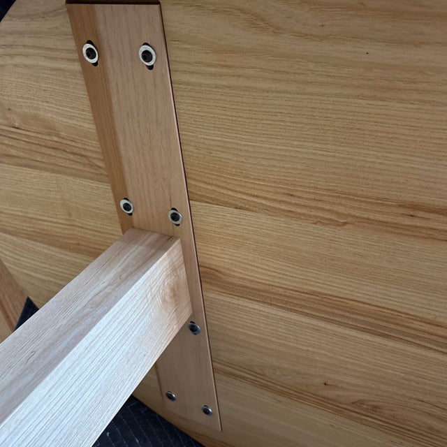 Wood Oval Ash Breakfast Table With Trestle Base For Sale - Image 7 of 9