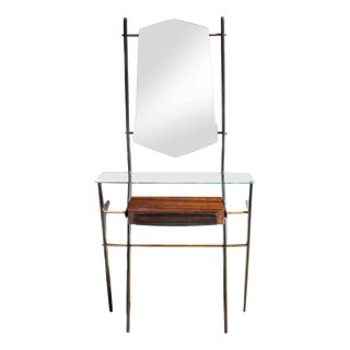 Vintage Wood and Glass Console Table by Vittorio Dassi, Italy For Sale