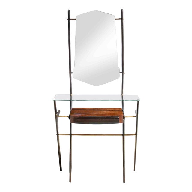Vintage Wood and Glass Console Table by Vittorio Dassi, Italy For Sale