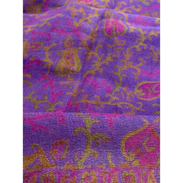 Antique Pure Silk Crepe De Chine Indian Sari For Sale - Image 10 of 11