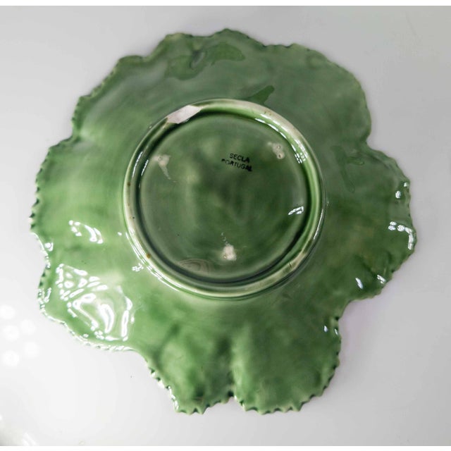 Mid-Century Set of 6 Green Cabbage Luncheon Plates by Secla Portugal For Sale - Image 16 of 18