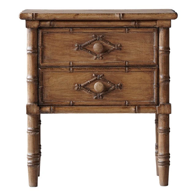 Matthew Izzo Home Faux Bamboo Two Drawer Nightstand For Sale