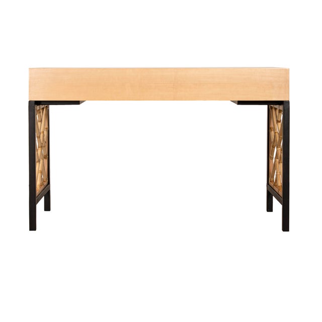 Tan Chippendale Writing Desk - Natural For Sale - Image 8 of 9