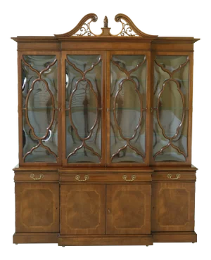 Karges Georgian Mahogany Breakfront W. Convex Glass