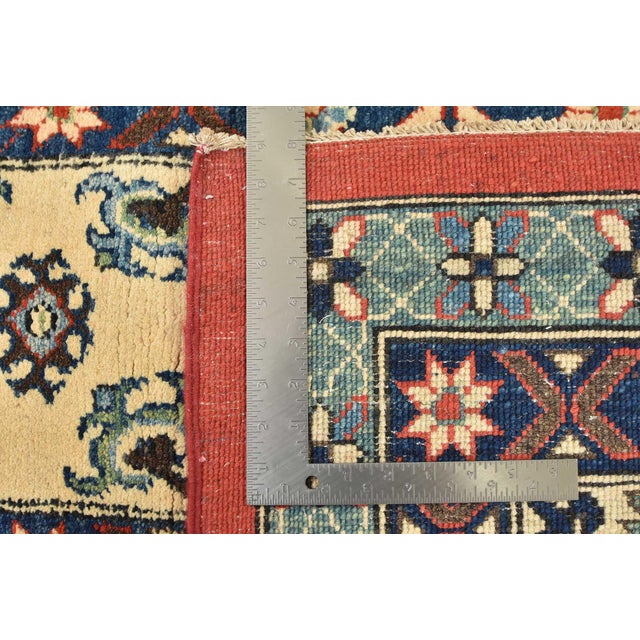 Kazak Rug 9'1'' X 12'5'' Blue Wool Tribal Hand-Knotted Oriental Carpet For Sale - Image 12 of 12