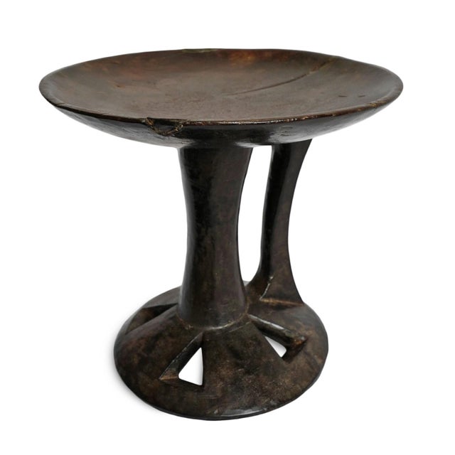 Contemporary Vintage Indian Nagaland Wood Stand / Decorative Bowl For Sale - Image 3 of 4