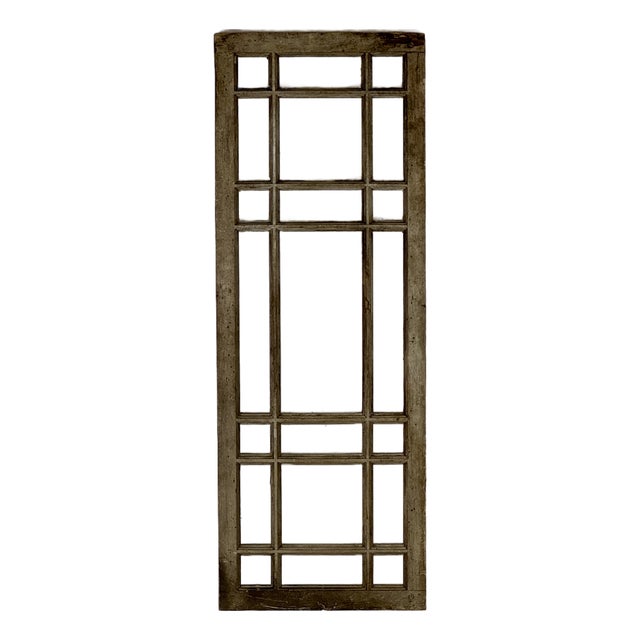 Mondrain Inspired Architecturally Salvaged Grill Style Tall Wood Window Frame For Sale