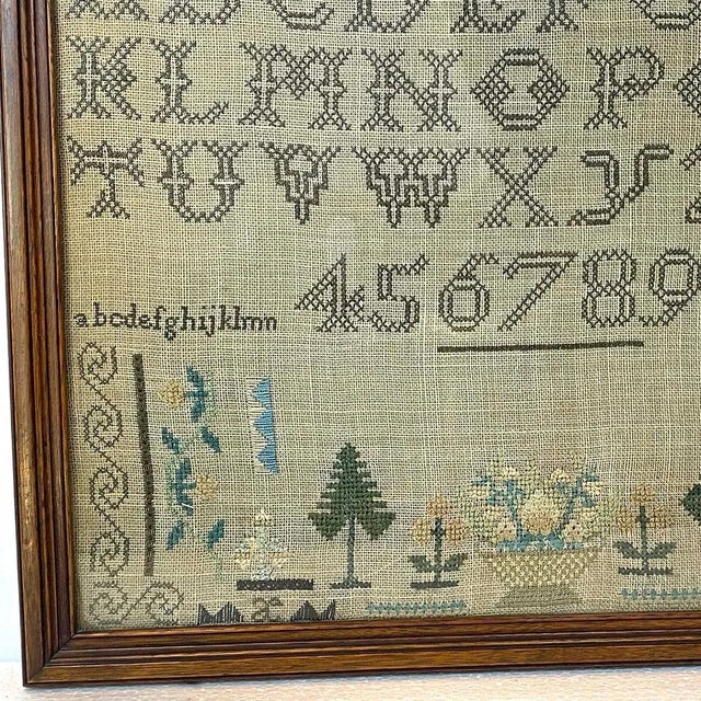 American Schoolgirl Silk Thread Needlework Sampler For Sale - Image 13 of 16