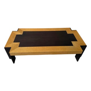 1980s Leon Rosen for the Pace Collection Postmodern "Medina" Mixed Wood Coffee Table For Sale