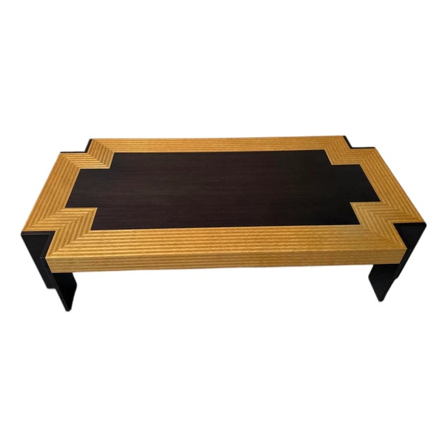 1980s Leon Rosen for the Pace Collection Postmodern "Medina" Mixed Wood Coffee Table For Sale