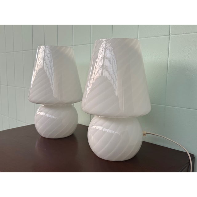 Vintage Italian Lamps with Murano Glass Lampshades, 1970s, Set of 2 For Sale - Image 4 of 13