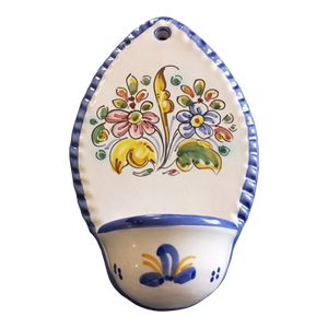 Gorgeous Signed De La Cal Barreira Pte Ceramic Holy Water Font or Wall Pocket