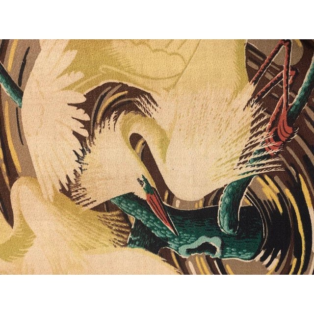 1940s 1940s Restored 1949 Rattan Framed Square Crane Bark Cloth Fabric Sample by Spectrum For Sale - Image 5 of 6