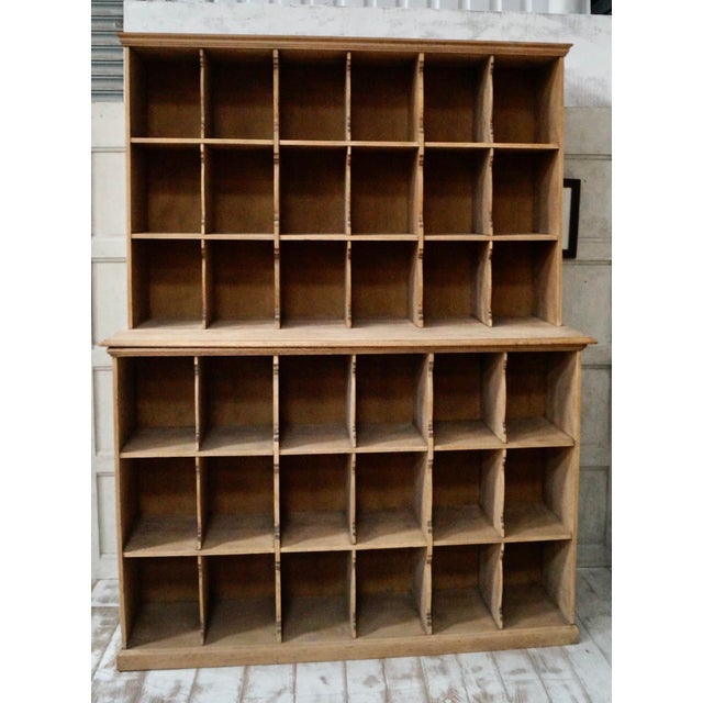 Wood Victorain Country Kitchen Washed Oak Pigeon Hole Cabinet, 1880s For Sale - Image 7 of 13