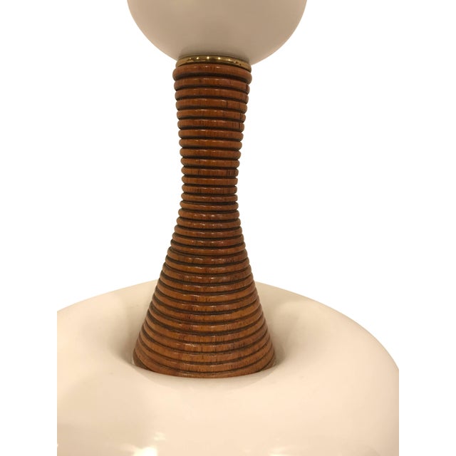 Vintage White Opaline and Wood Table Lamp For Sale In Philadelphia - Image 6 of 8