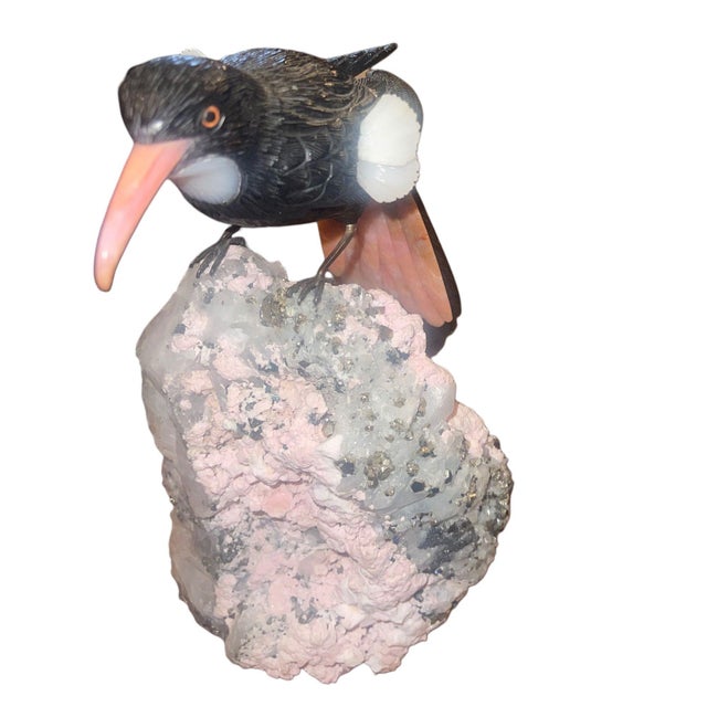 Late 20th Century Idar-Oberstein Gemstone Oriole on Quartz Base Sculpture. Germany, 20th Century. For Sale - Image 5 of 9