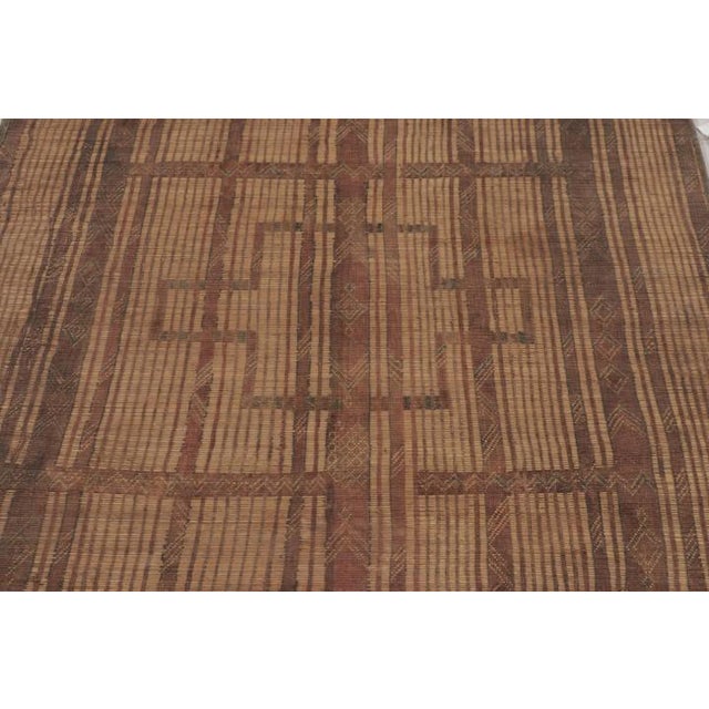 Rug & Kilim Square Vintage Tuareg Mat, Tribal Geometric Motifs in Beige-Brown - Rug & Kilim For Sale - Image 4 of 10