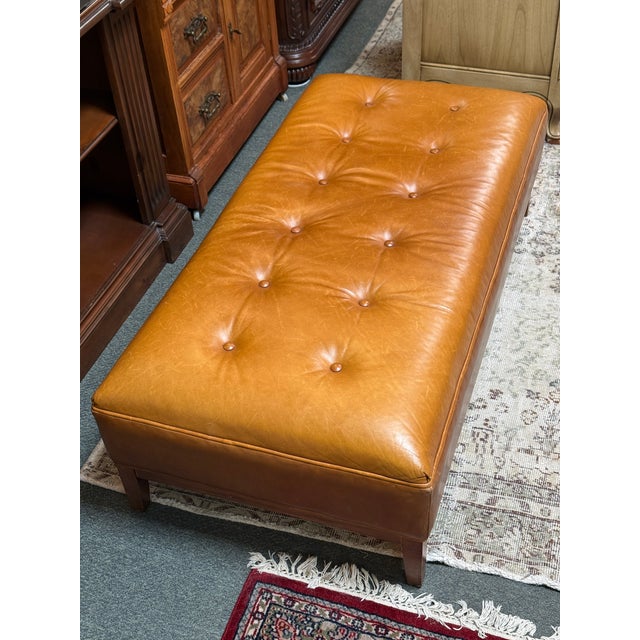 2010s Room & Board Leather Bench For Sale - Image 5 of 12
