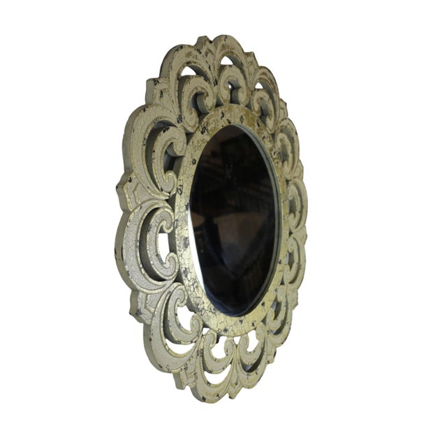 Ivory color decorative garden mirror