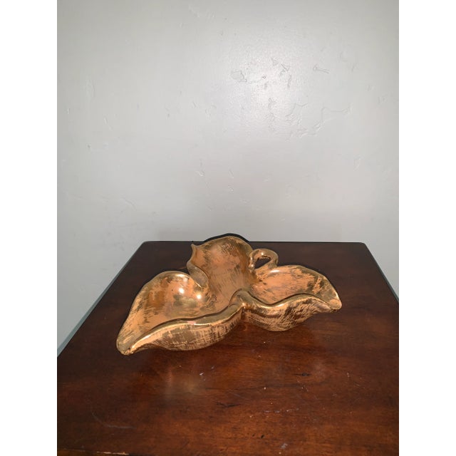 Vintage Stangl 3-Part Gilt Ceramic Server For Sale In San Diego - Image 6 of 7