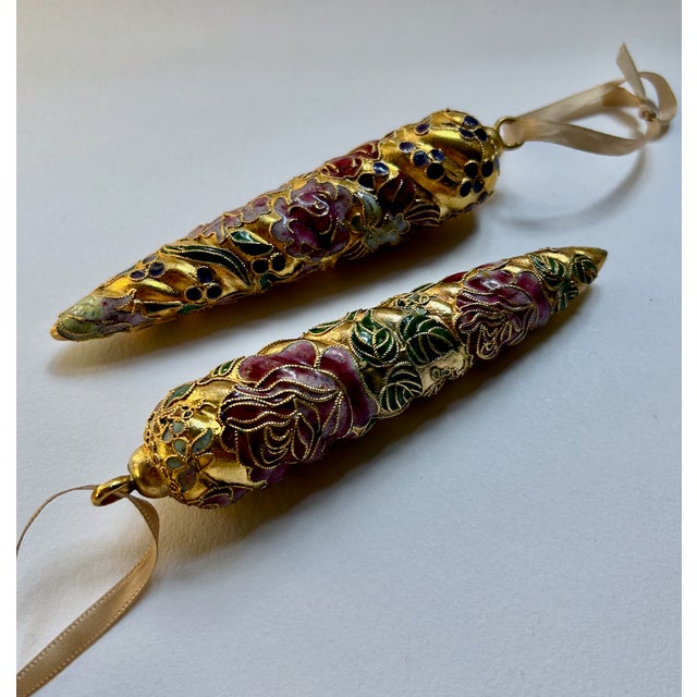 Pair of Gold Cloisonné & Crystal Ornaments For Sale In New York - Image 6 of 17