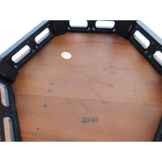 Baker Furniture Company Mid-Century Baker Furniture Lacquered Gold Gilt Finish Figured Wood Side Table For Sale - Image 4 of 13