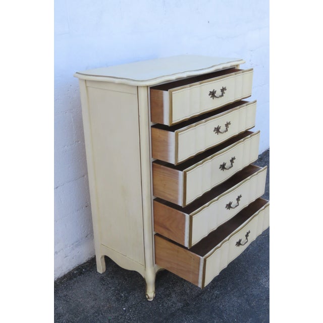 Wood French Shabby Chic Painted Tall Chest of Drawers For Sale - Image 7 of 12
