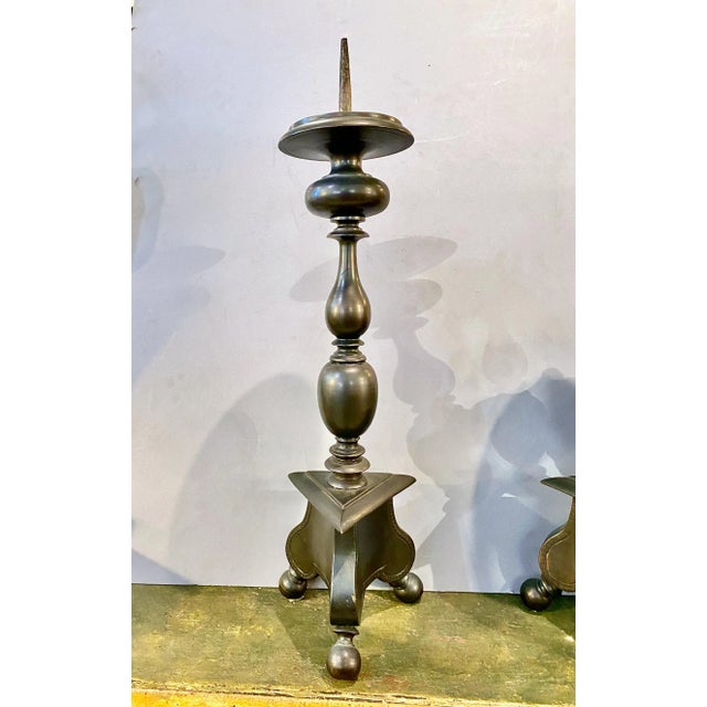 Baroque Pair Baroque Bronze Candlesticks For Sale - Image 3 of 11