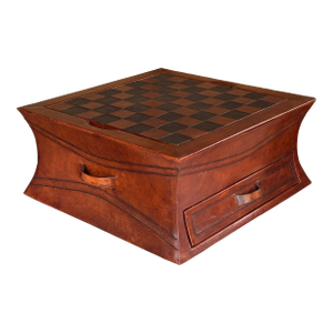 Estate Hand Made in Peru Leather Chess & Backgammon Game Box