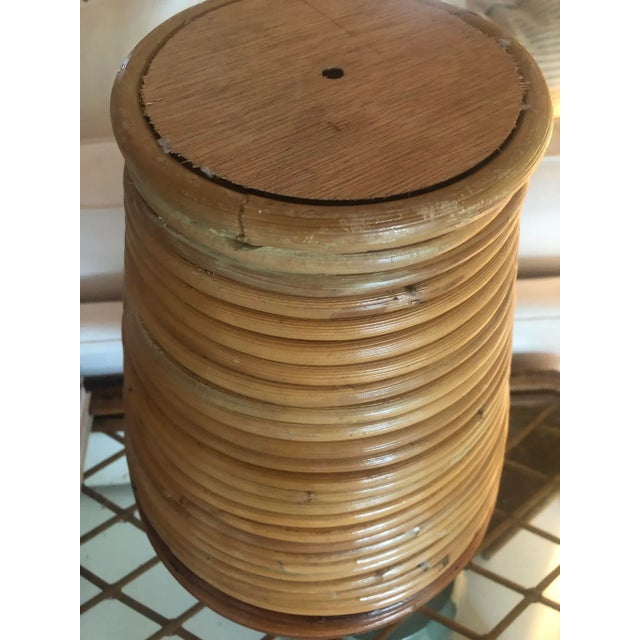 Wood Vintage Coastal Split Reed Rattan Vase For Sale - Image 7 of 9