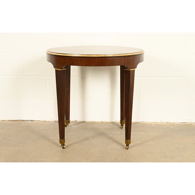 Mid-Century Modern Barbara Barry Style Hollywood Regency Walnut and Parcel Gilt Tea Table or Occasional Side Table by Ethan Allen For Sale - Image 3 of 9