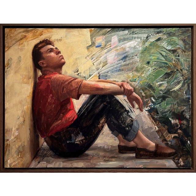 Early 21st Century The Wanderer by Matt Talbert | Oil on panel Portrait of a young man looking upwards. For Sale - Image 5 of 5